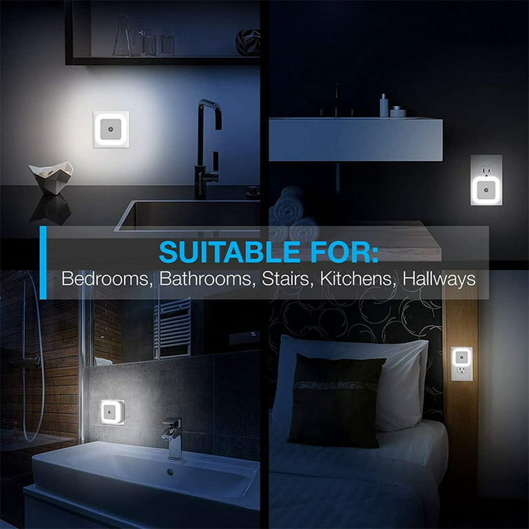 4 Pack Night Light Lamp with Dusk to Dawn Sensor, Plug in, Blue Led Night  Light