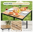 thumbnail image 4 of Seizeen 5-Piece Patio Dining Set, Outdoor Dining Table and Chairs with Acacia Wood Tabletop, Umbrella Hole, PE Rattan Armchairs with Beige Cushions, Patio Conversation Set for Garden, Backyard, Deck, 4 of 10