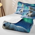 thumbnail image 4 of Castle Fairy Animal Northern Light Polar Bear Twin Quilt Set for Teens,Snowy Mountain Lake Twin Coverlet Set,Blue Green White, 4 of 7