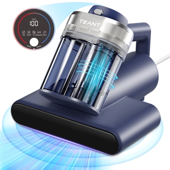 Teant Mattress Vacuum Bed Vacuum Cleaner with 253.7nm UV-C Light, Hyper Helix Motor with 16Kpa Strong Suction & 33000 RPM/Min Tapping, HEPA Filter,149℉ Heat & Ultrasonic & Anion for Bed and Pet