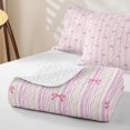 thumbnail image 4 of Manfei Pink Bowtie Quilt Full,Geometric Lines Art Full Bedspread Sets,3pcs,1 Coverlet and 2 Pillowcases, 4 of 7