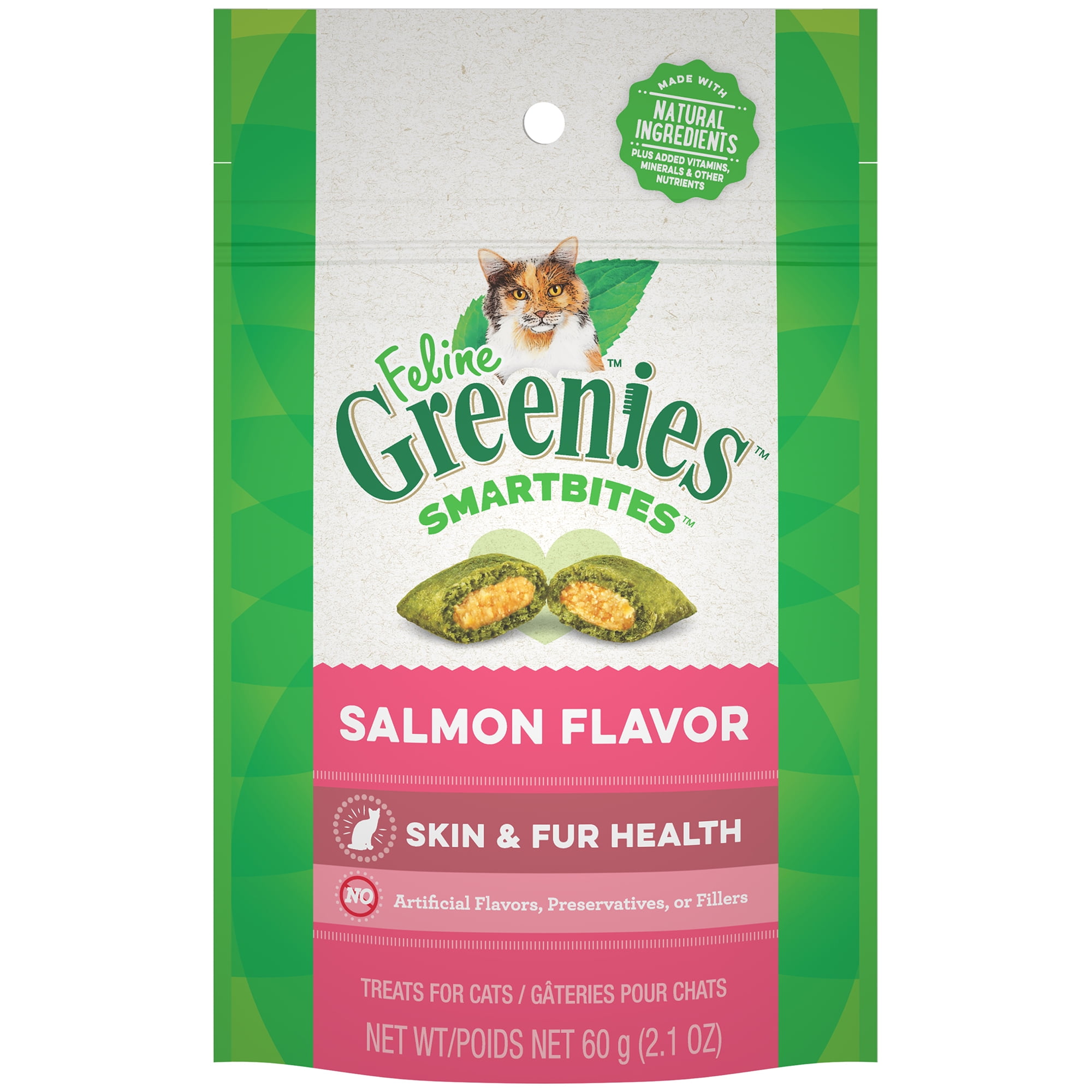 FELINE GREENIES SMARTBITES Skin and Fur Natural Treats for Cats Salmon