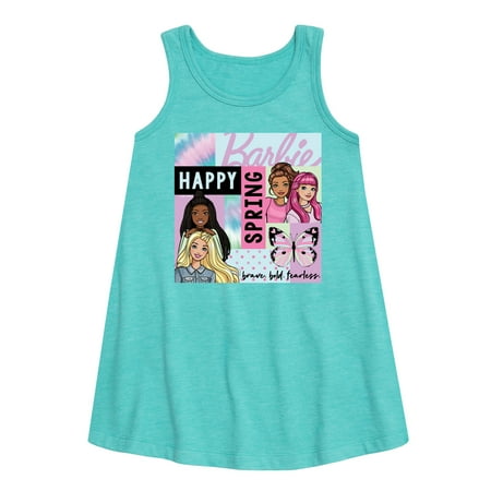 

Barbie - Happy Spring - Brave Bold and Fearless - Toddler and Youth Girls A-line Dress