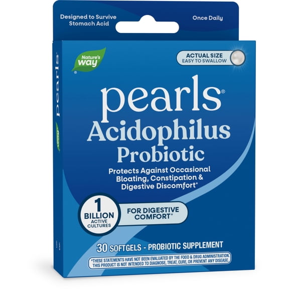 Nature's Way Pearls Acidophilus Probiotic Softgels, 1 Billion Cultures, Unisex, 30 Count