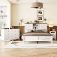 3 Pieces Bedroom Sets Queen Size Farmhouse Platform Bed With Double