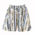 thumbnail image 5 of XIAONU Geometric Stripe Skort for Women Elastic High Waist Side Pockets Casual Bottoms, 5 of 5