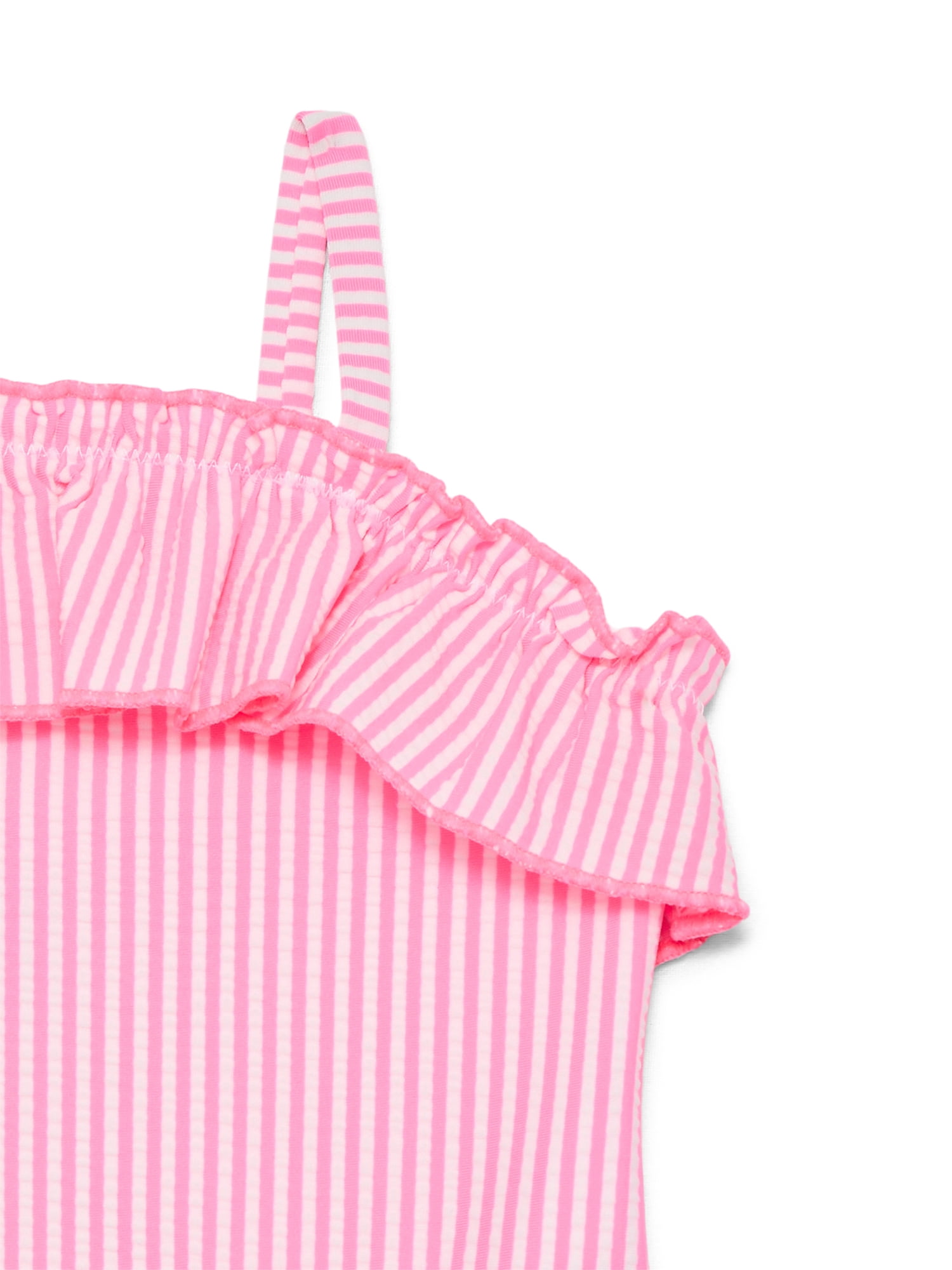 Wonder Nation Toddler Girl Seersucker Ruffle One- Piece Swimsuit, Sizes 12M-5T