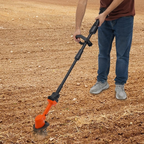 21V Handheld Tiller Cultivator with Pole Cordless Mini Tiller Cultivator, Electric Garden Tiller Battery Powered