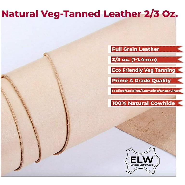 ELW Tooling Leather Vegetable Tanned 6-7 oz. (2.4-2.8mm) Heavy Thickne–