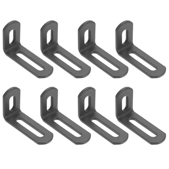 Uxcell 8 Pcs Adjustable Right Angle Brackets, Slotted L-Shape Corner Bracket 2"x1.2"x0.7", 90 Degree Steel l Bracket Support for Shelves, Wood Furniture Construction, Deep Grey