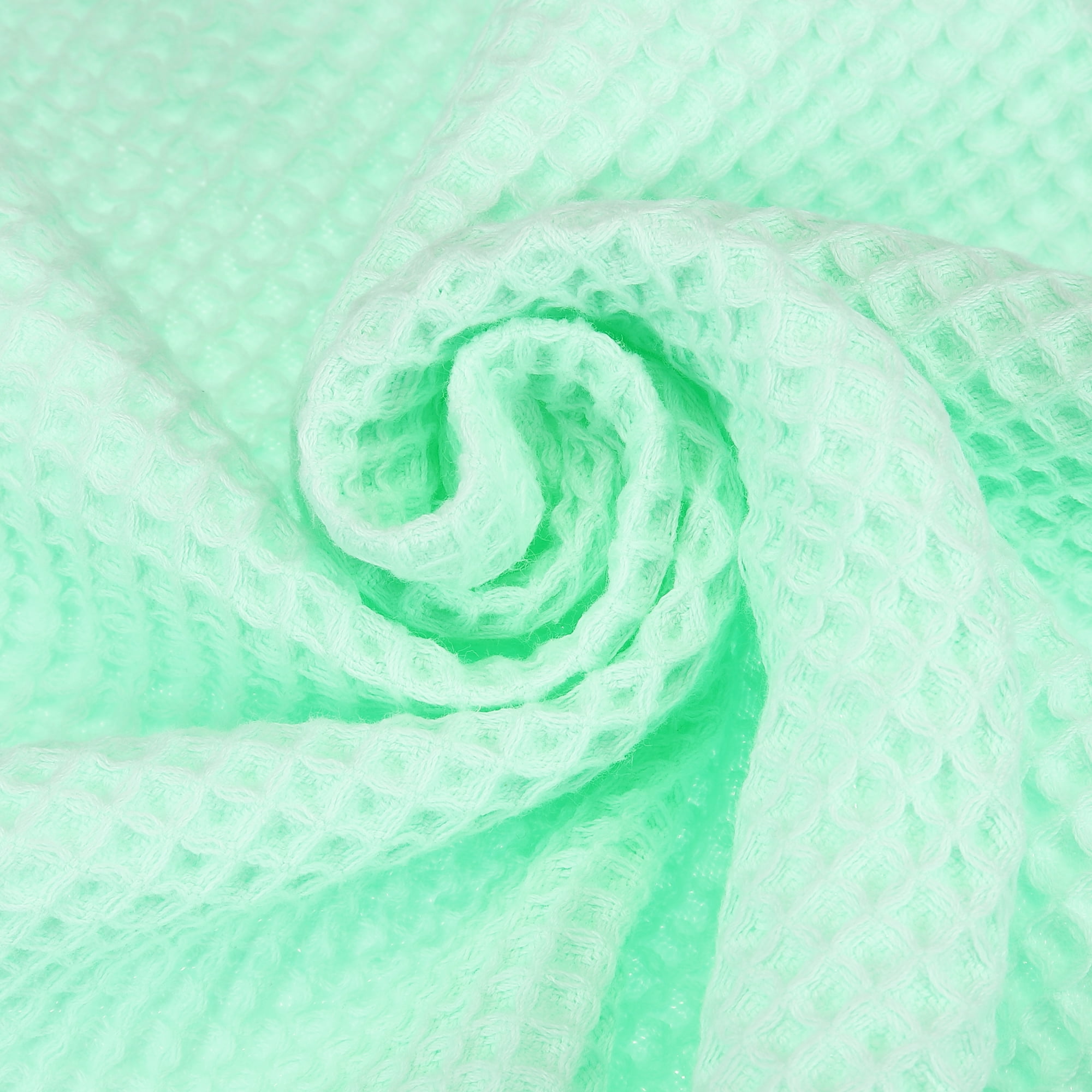 Unique Bargains 1Pc Waffle Weave Pattern Soft Absorbent Cotton Bath Towel Green 55.12''x27.56'' for Bathroom Shower
