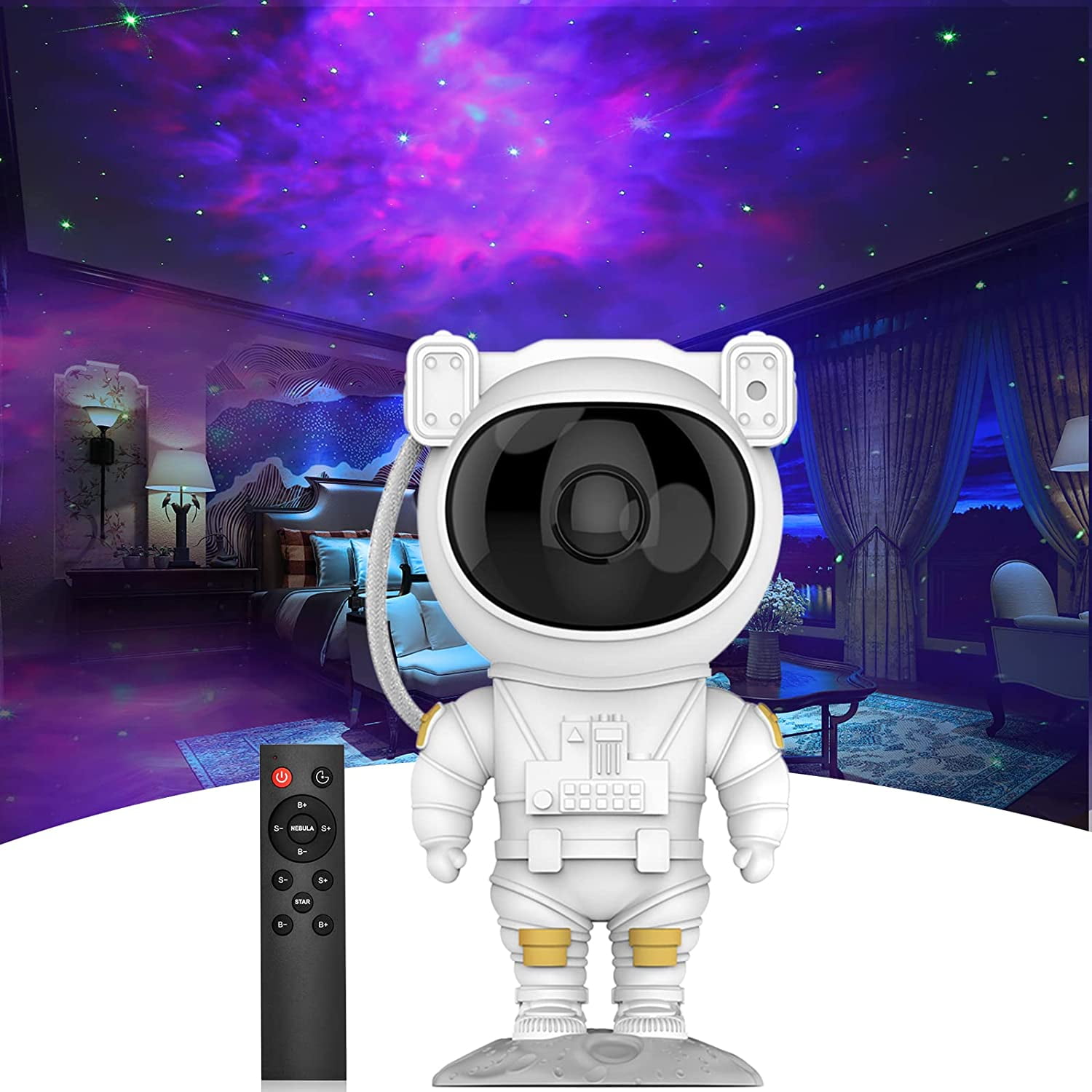 Astronaut Galaxy Projector Great Birthday Christmas Gift for Kids Adults Starlight Starry Night Sky Projector for Room Decor Star Projector Night Light for Bedroom with Remote Control and Timer 