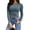 Bluish grey, variant on Women's Long Sleeve Stretch Slim Fitted Ribbed T-Shirt Blouse Cut Out Tops