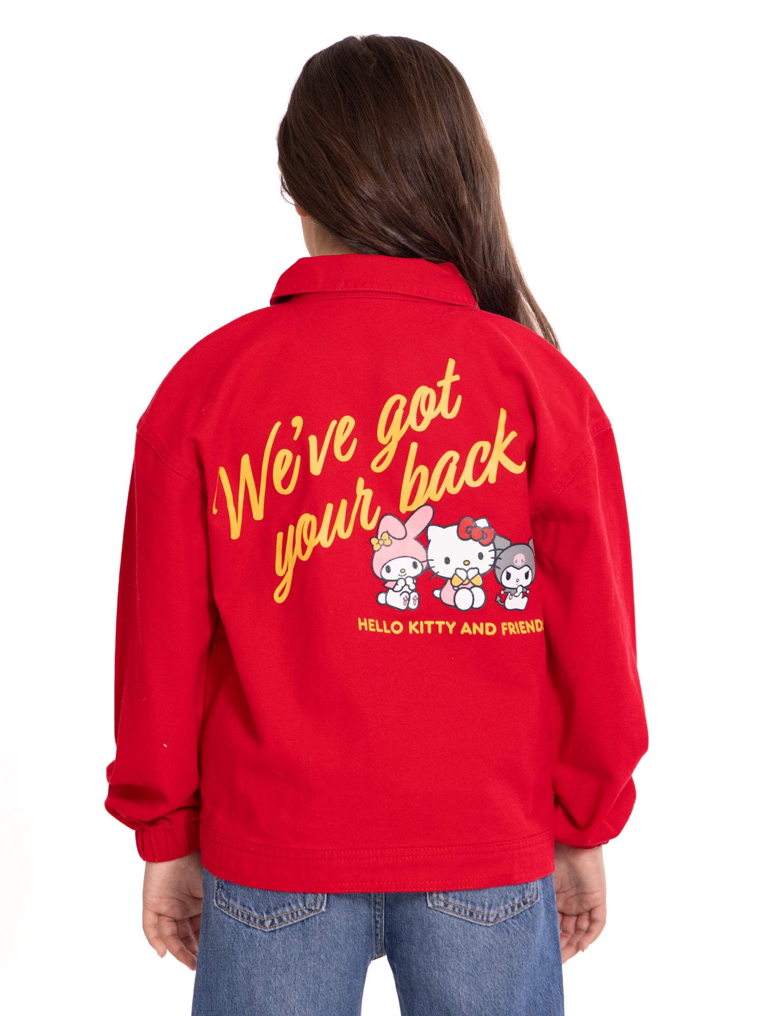 Wonder Nation Hello Kitty Girls Full Zip Twill Jacket, Sizes 4-16
