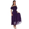 thumbnail image 3 of Sakkas Stonewashed Off Shoulder Crepe Hem Peasant Dress - Purple - One Size, 3 of 4
