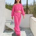 thumbnail image 2 of Cethrio Girls Casual Outfit Sets, 2 Piece Daily Long Sleeve Spring Fall Kids Clothing Sets Size 7-8 Hot Pink, 2 of 5