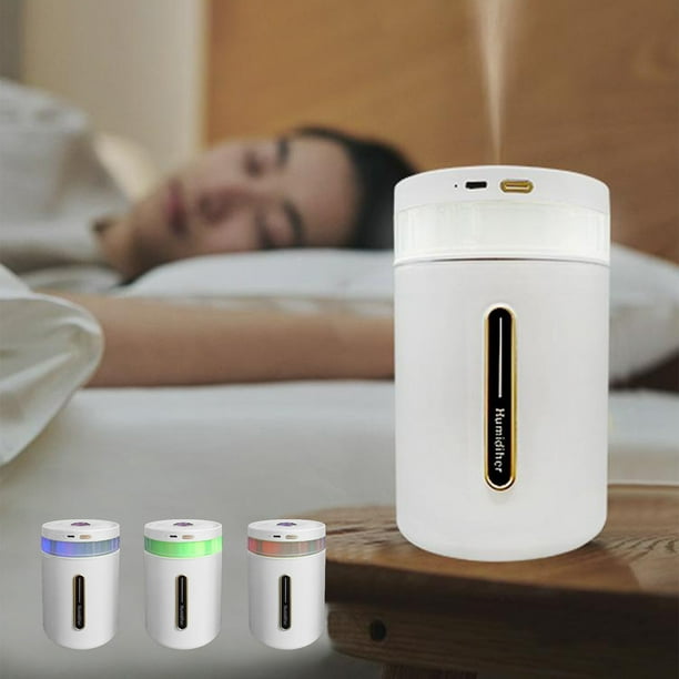 Humidificador de gran capacidad de 1 litro con luces LED, blanco, tipo enchufe