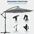 thumbnail image 6 of 10ft Offset Hanging Market Patio Umbrella with Easy Tilt Adjustment,Polyester Shade,8 Ribs for Backyard,Poolside,Lawn and Garden,Gray, 6 of 6