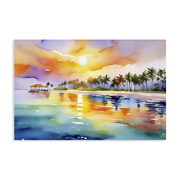 Stupell Industries Coastal Caribbean Calm Sunset Canvas Art, 24 x 16, by Shelly Craig