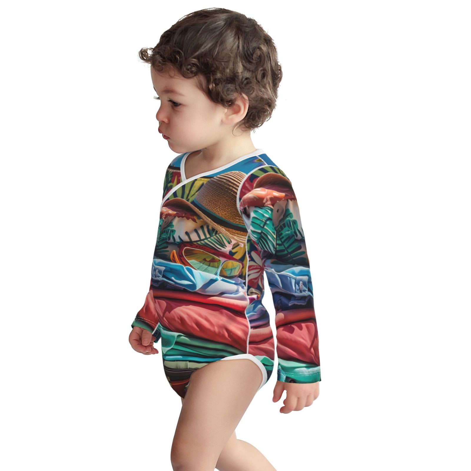 Xecao Tropical Vacation Essentials Print Baby unisex-baby Cotton Long-sleeve Bodysuits-3 Months