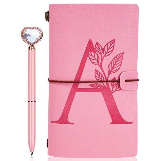Journal JEWPHX, piel rosa personalizada, 20 x 12 cm, con bolígrafo
