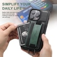 thumbnail image 2 of Luxury Leather Wallet Case for iPhone XR Magnetic Card Holder Cover with Microfiber Lining With Wrist Strap, 2 of 6
