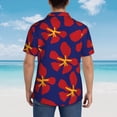 thumbnail image 4 of Fuzoiu Red Floral Print Hawaiian Shirt for Men, Summer Beach Casual Short Sleeve Button Down Shirts, Men’s Beach Summer Shirts with Pocket,Large, 4 of 7