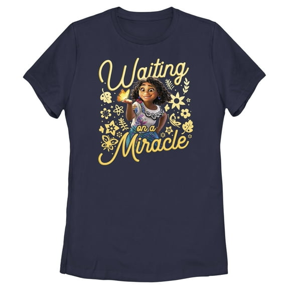 Women's Encanto Mirabel Waiting on a Miracle  Graphic Tee Navy Blue Large