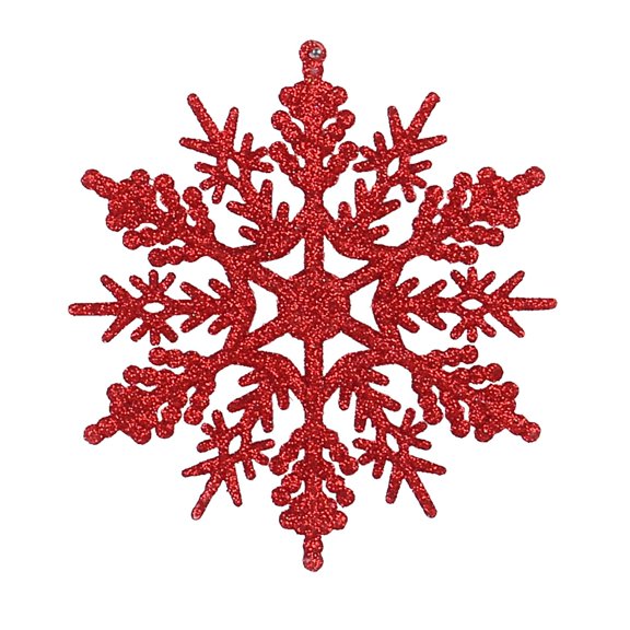 Jierger Clearance 12pcs Christmas Light Red Snowflake Ornaments Plastic Glitter for Winter Christmas Tree Decor Varies Craft Snowflakes for Christmas Tree Ornaments Home Wedding Party Office Decor
