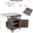 thumbnail image 4 of 40.5" Outdoor Grill Cart with Stainless Steel Top, Solid Fir Wood Rolling Kitchen Cart, Drop-Leaf Drawer & Cabinet, Towel Rack, Lockable Wheels, Prep Table for Garden & Lawn, 4 of 9