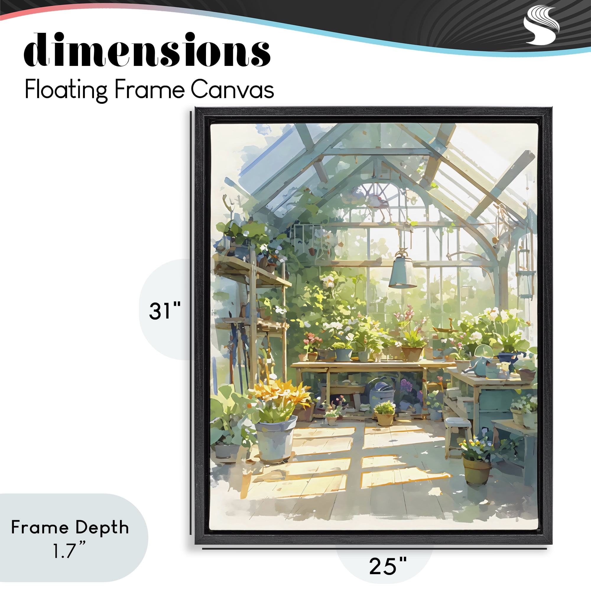 Stupell Industries Sunlit Greenhouse Plant Sanctuary Black Framed Floater Canvas Wall Art, design by Creative Studio