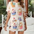 thumbnail image 2 of Cartoon Cake Print Women'S Pajamas Set Summer Sleepwear Sets 2 Piece Lounge Set, 2 of 7