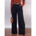thumbnail image 5 of Women Fall Wide Leg Trousers High Elastic Waist Loose Pleated Long Flowy Palazzo Work Pants with Pockets, 5 of 8