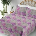 thumbnail image 3 of Ambesonne Nature Themed Fitted & Flat Sheet with Shams 4 Pcs Set, Garden Spring Boho, Calking, Pale Lilac Marigold, 3 of 5