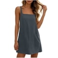thumbnail image 3 of HBBIKVI Square Neck Mini Dress for Women Summer Sleeveless Shift Dress with Two Front Patch Pockets and Relaxed Silhouette for Everyday Casual Vacation Style, 3 of 9