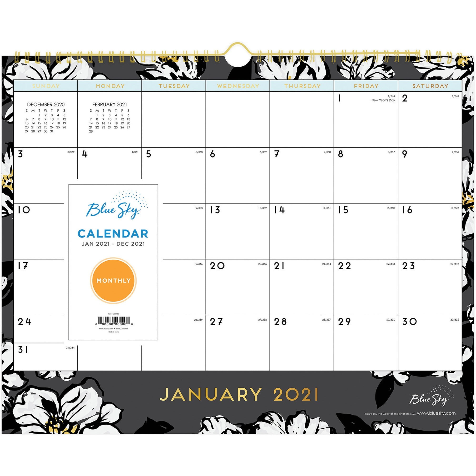 Blue Sky 2021 15 X 12 Wall Calendar Baccara Dark Walmart 