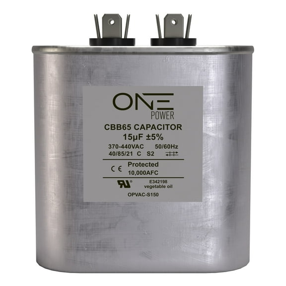 ONE Power 15-MFD, 370V or 440V Single Run A/C Capacitor 15 uF CBB65B Air Conditioner Capacitors for AC Unit Fan Motor Start or Heat Pump or Condenser Straight Cool