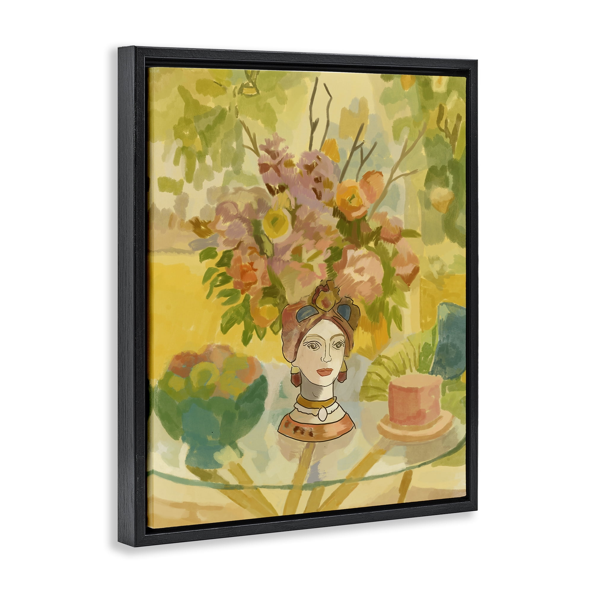 Stupell Industries Flower Head Vase Black Framed Floater Canvas Wall Art, design by Amelia Noyes