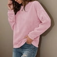 thumbnail image 6 of LEBONYARD Womens Tops Clearance,Women's New Ribbed Hoodie Casual Round Neck Pullover Long Sleeved Top Pink M, 6 of 6