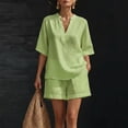 thumbnail image 2 of Summer Two Piece of Outfits Workout Plus Size V-Neck Short Sleeve And Long Pants Casual 2PC Sets, 2 of 6