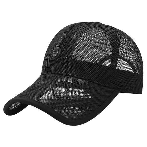 KAKOWELY Gorras de béisbol de malla de verano, resistentes al sol, para deportes al aire libre y entrenamiento (negras)