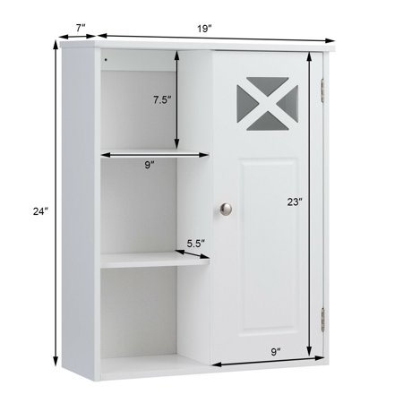 Costway Wall-Mounted Cabinet Bathroom Storage 2-Tier Shelf ...