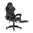 thumbnail image 1 of Bigzzia Gaming Chair with Footrest, Ergonomic Game Chair with Lumbar Support & Headrest, Height Adjustable with 360°Swivel Wheels, Black, 1 of 9