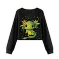 thumbnail image 5 of COEQINE Girls Crop Top Sweatshirt Long Sleeve Crewneck Fall Winter Pullover Cute Casual Loose Fit Streetwear Clothes for Teen Kids Age 5-6, Axolotl Green, 5 of 7