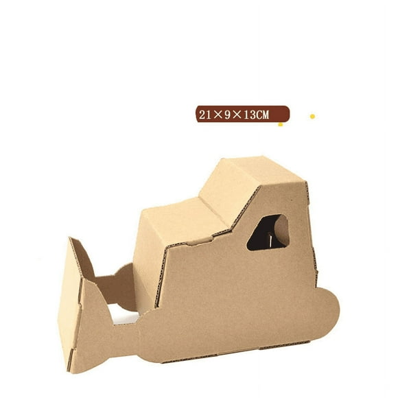 A cardboard airplane, tank, dinosaur material, toy, children's hand painted graffiti gift (paper box bulldozer)