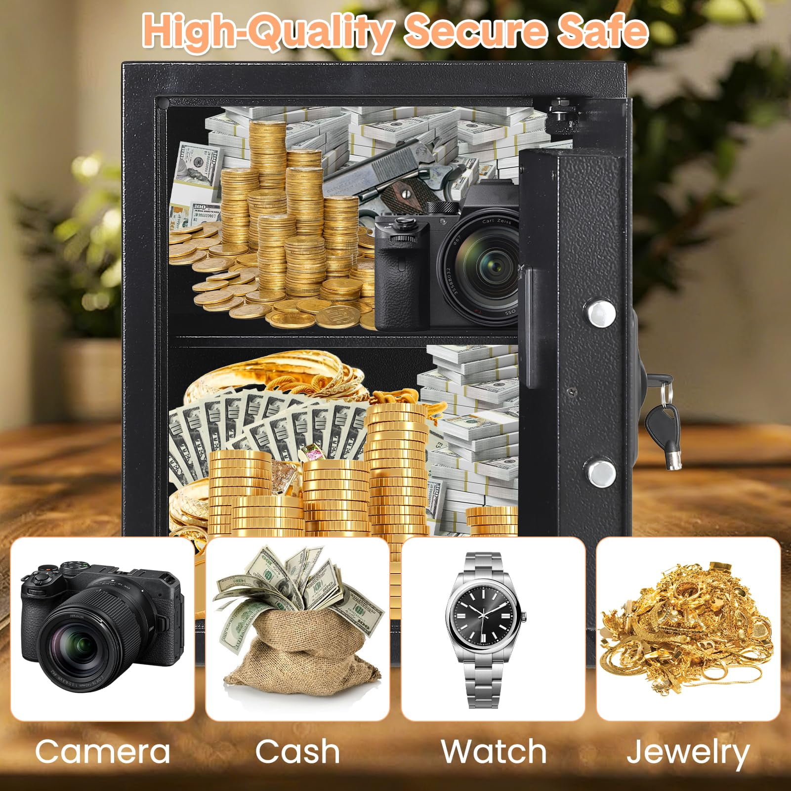 Digital Keypad Safe Box for Home with Fireproof Bag, Heavy Duty Steel Security Safe with Spare Keys & Multiple Size Options (9.8" to 31.5"), Money Safe for Cash Jewelry Documents - Wall Mountable