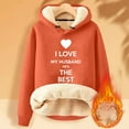 thumbnail image 2 of Penkiiy I Love My Husband HE'S THE BEST Hoodie Sweater for Wife Womens Casual Winter Warm Fleece Sherpa Lined Pullover Hooded Sweatshirt Orange, 2 of 3