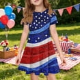 thumbnail image 2 of Grblisyd 4th of July Dresses for Girls USA Patriotic Short Sleeve Dress American Flag Crew Neck A Line Dress Independence Day Outfit with Pockets 7-8y, 2 of 6