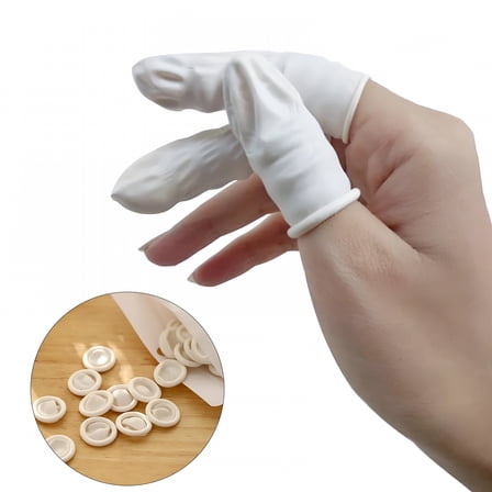 XIRQI Disposable Latex Finger Cots White 100pcs Rubber Fingertips Protective Finger Gloves