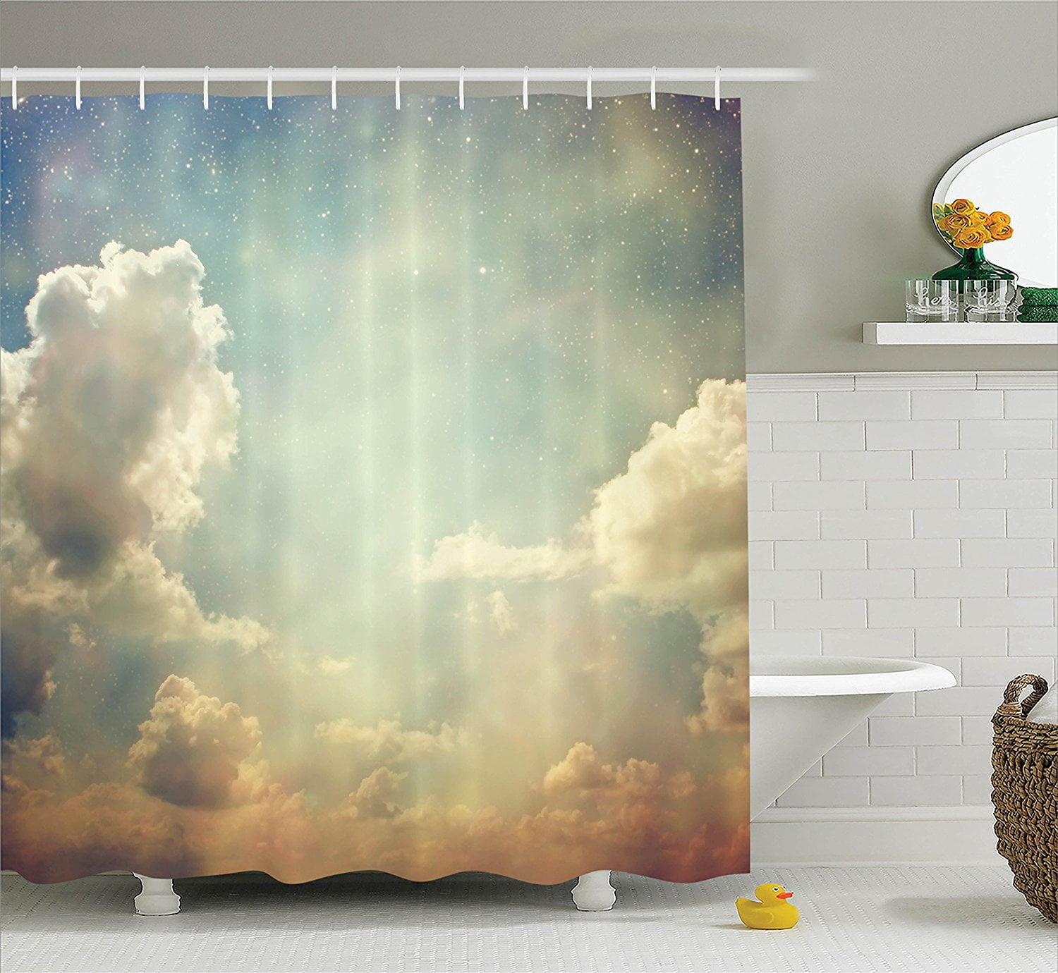 Details about   Big City In The Sunset Fabric Bathroom Shower Curtains & Hooks 71x71" 